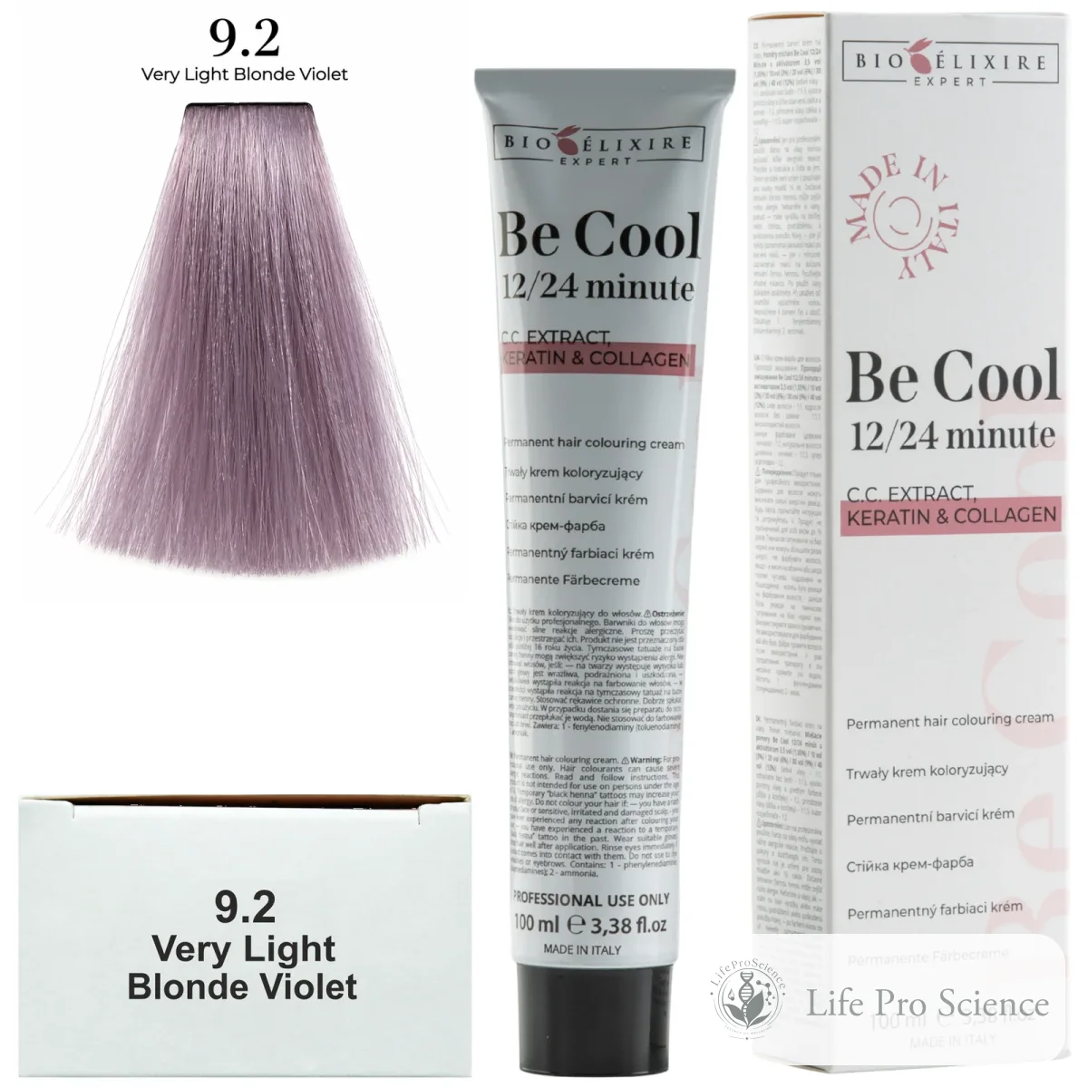 Bioelixire Expert Be Cool Permanent Hair Color 9.2 Very Light Violet Blonde, 100ml