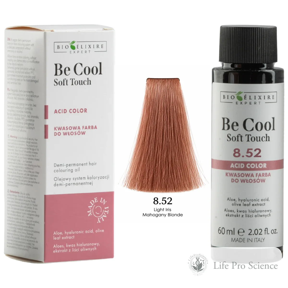 Bioelixire Expert Be Cool Soft Touch Semi-Permanent Hair Color 8.52 Iris Mahogany Light Blonde, 60ml