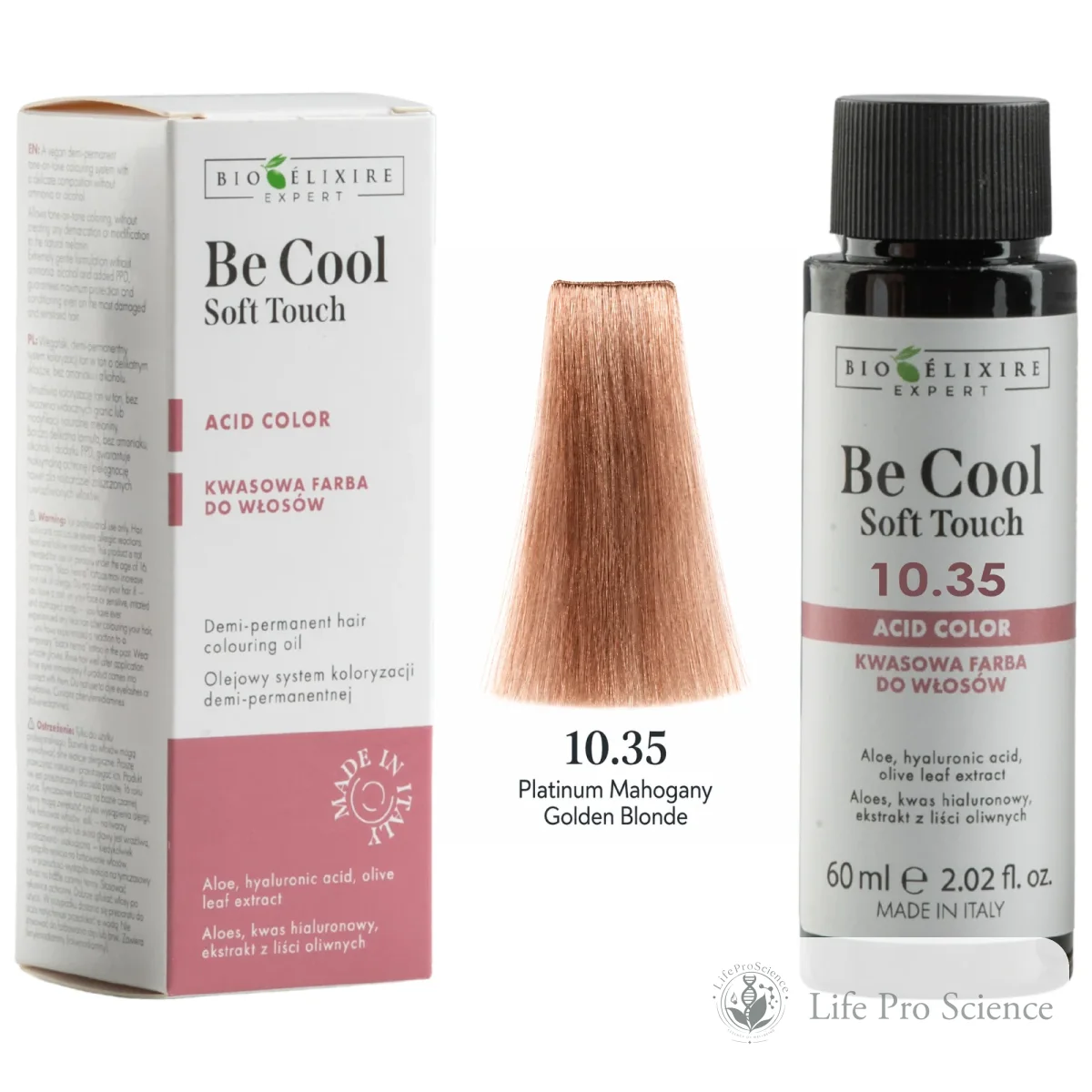 Bioelixire Expert Be Cool Soft Touch Semi-Permanent Hair Color 10.35 Golden Mahogany Platinum Blonde, 60ml