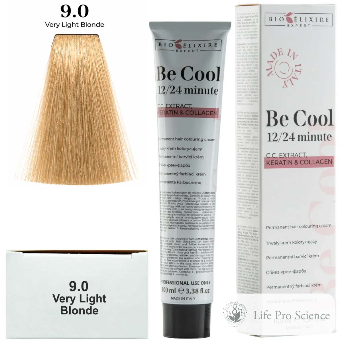 Bioelixire Expert Be Cool Permanent Hair Color 9.0 Very Light Blonde, 100ml