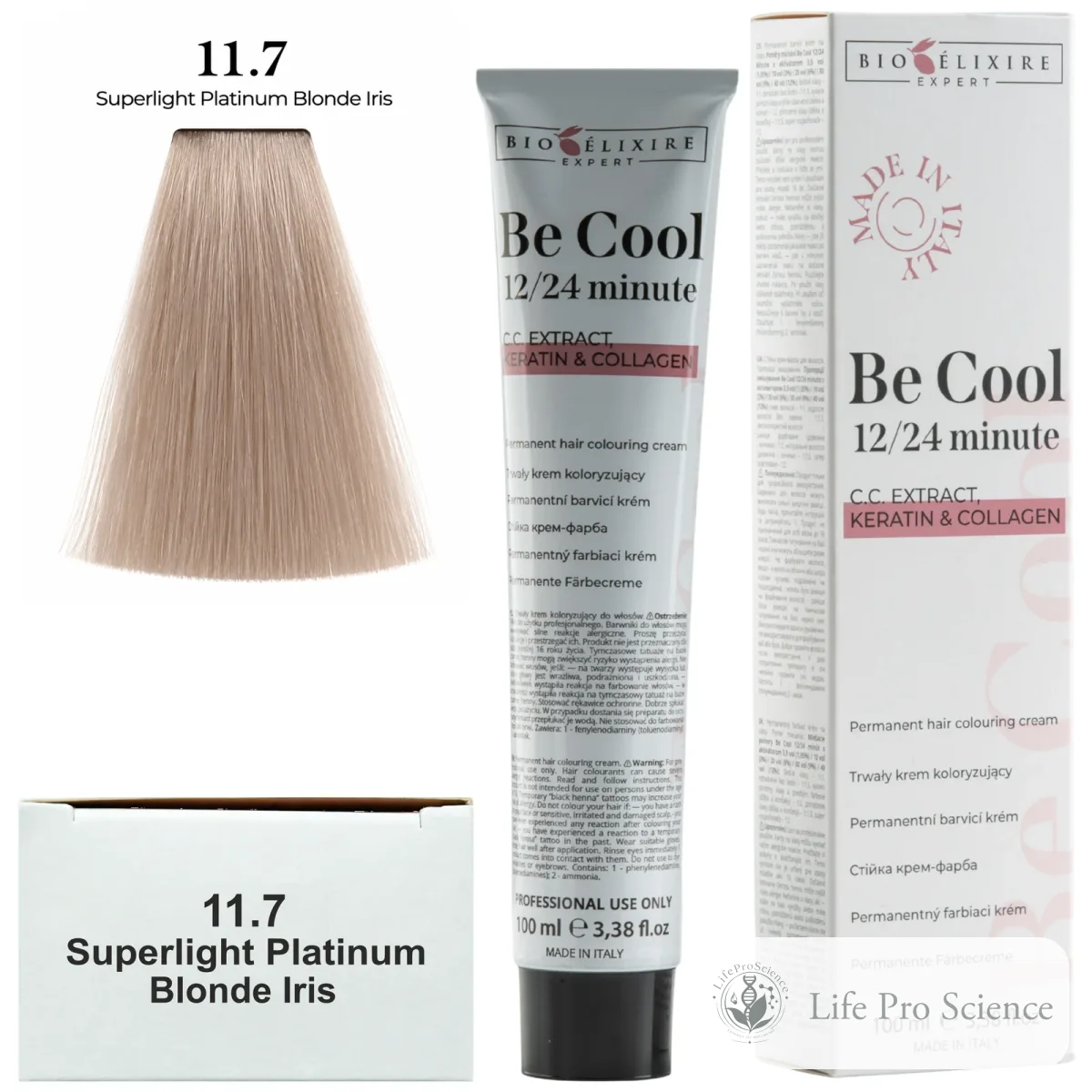 Bioelixire Expert Be Cool Permanent Hair Color 11.7 Super Light Platinum Iris Blonde, 100ml