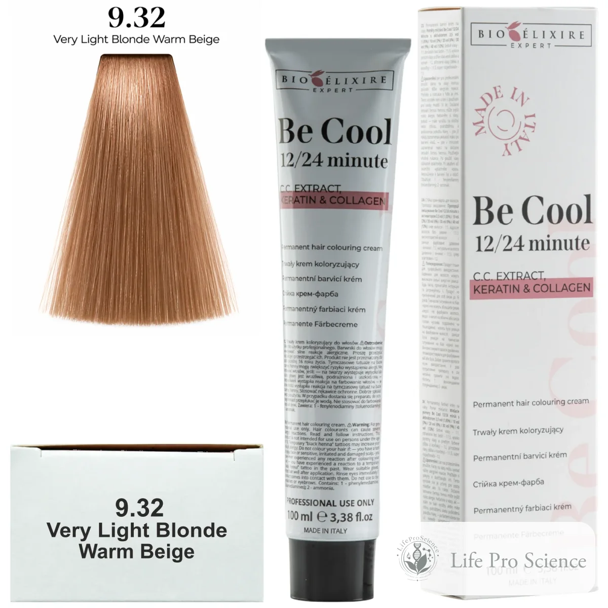 Bioelixire Expert Be Cool Permanent Hair Color 9.32 Very Light Beige Blonde, 100ml