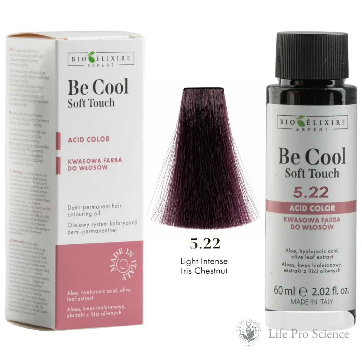 Bioelixire Expert Be Cool Soft Touch Semi-Permanent Hair Color 5.22 Intense Iris Light Brown, 60ml