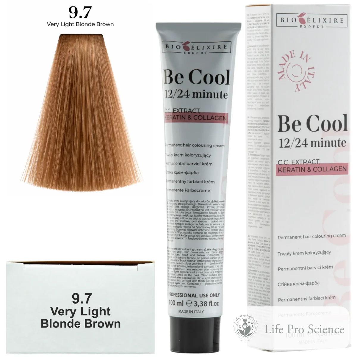 Bioelixire Expert Be Cool Permanent Hair Color 9.7 Very Light Brown Blonde, 100ml