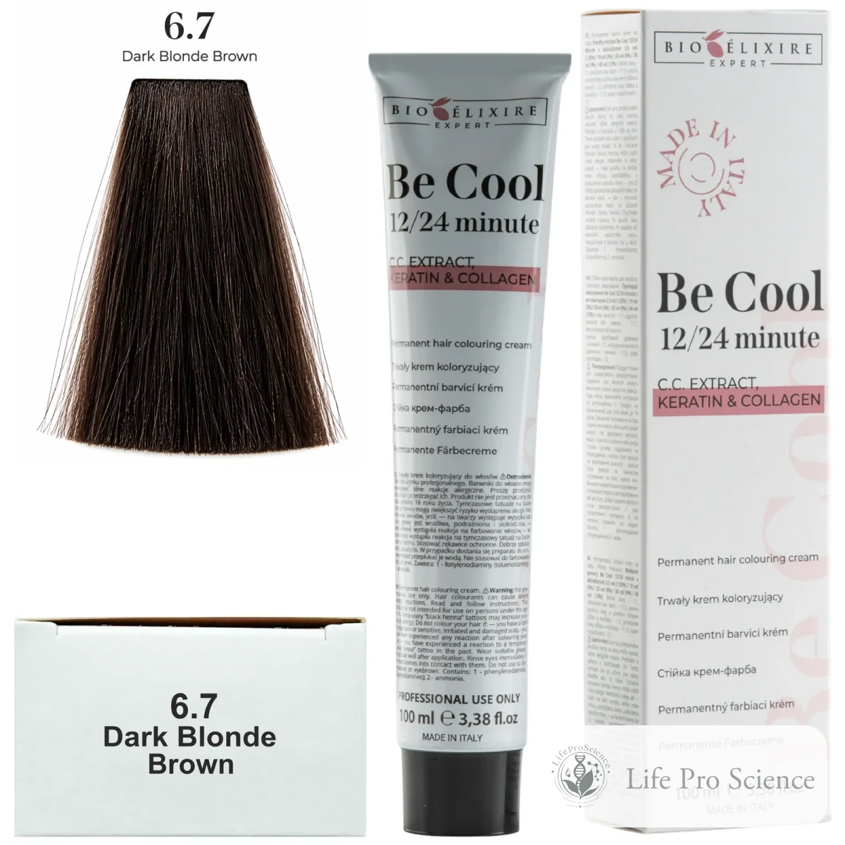 Bioelixire Expert Be Cool Permanent Hair Color 6.7 Dark Brown Blonde, 100ml