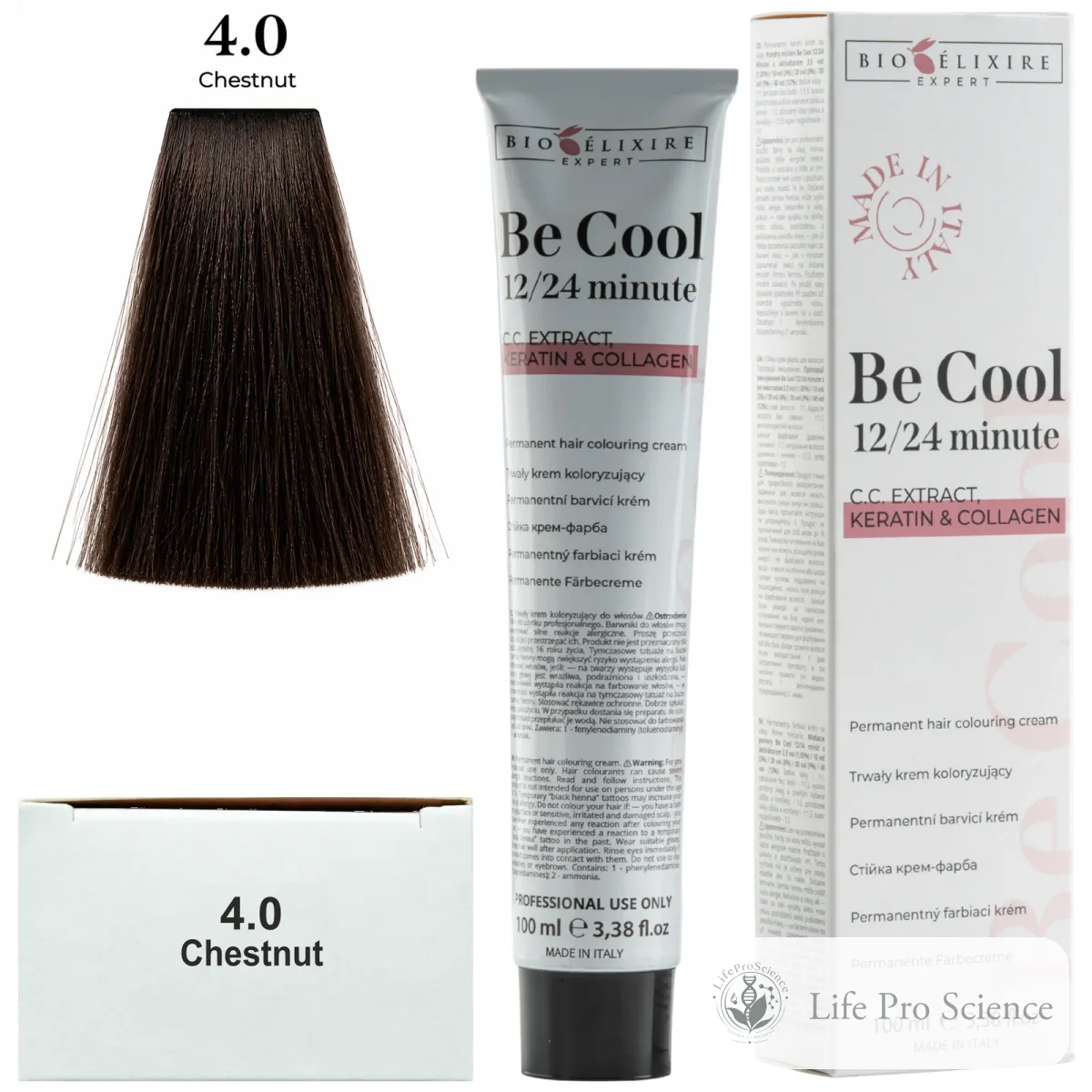 Bioelixire Expert Be Cool Permanent Hair Color 4.0 Brown, 100ml