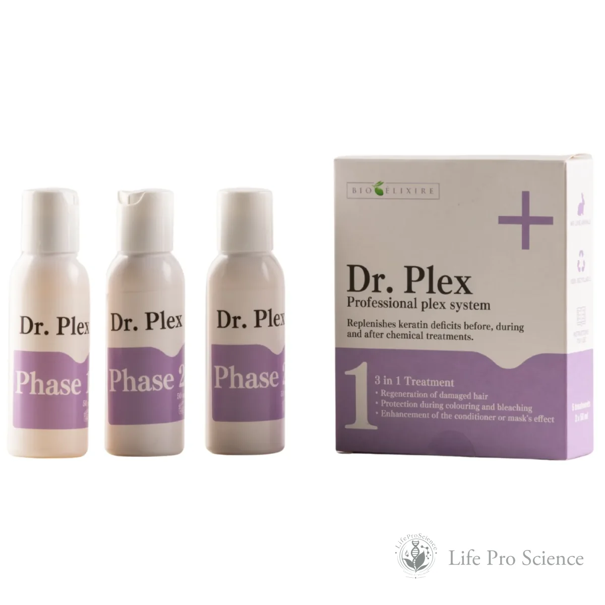 Dr. Plex Professional Hair Reconstruction Treatment: Phase 1 and Phase 2, 3 x 50ml