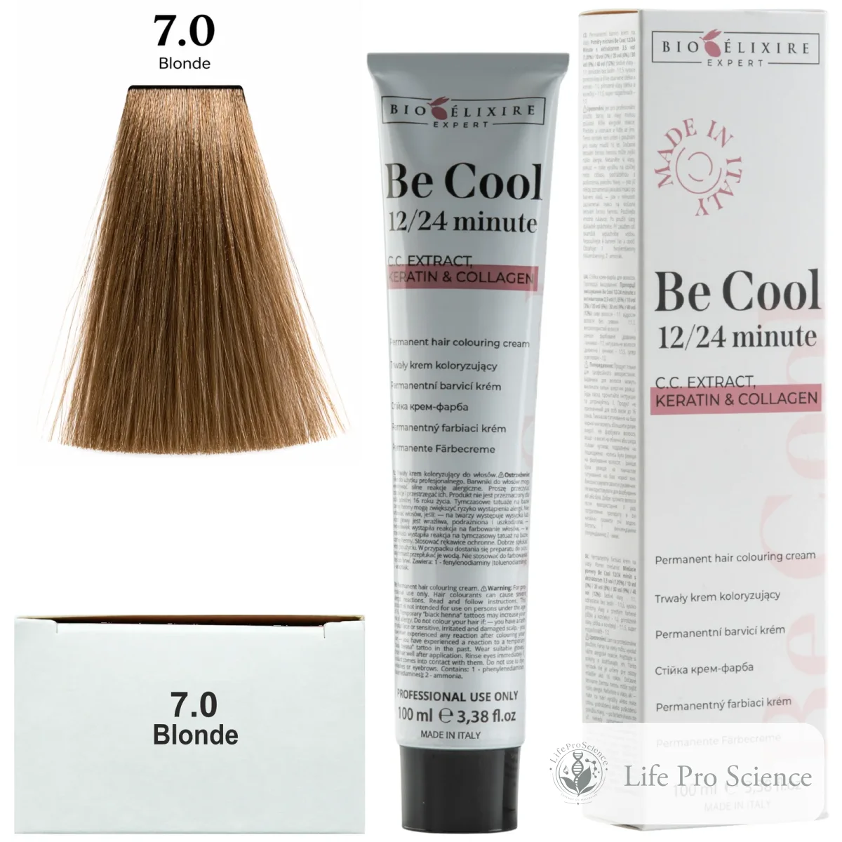 Bioelixire Expert Be Cool Permanent Hair Color 7.0 Natural Blonde, 100ml