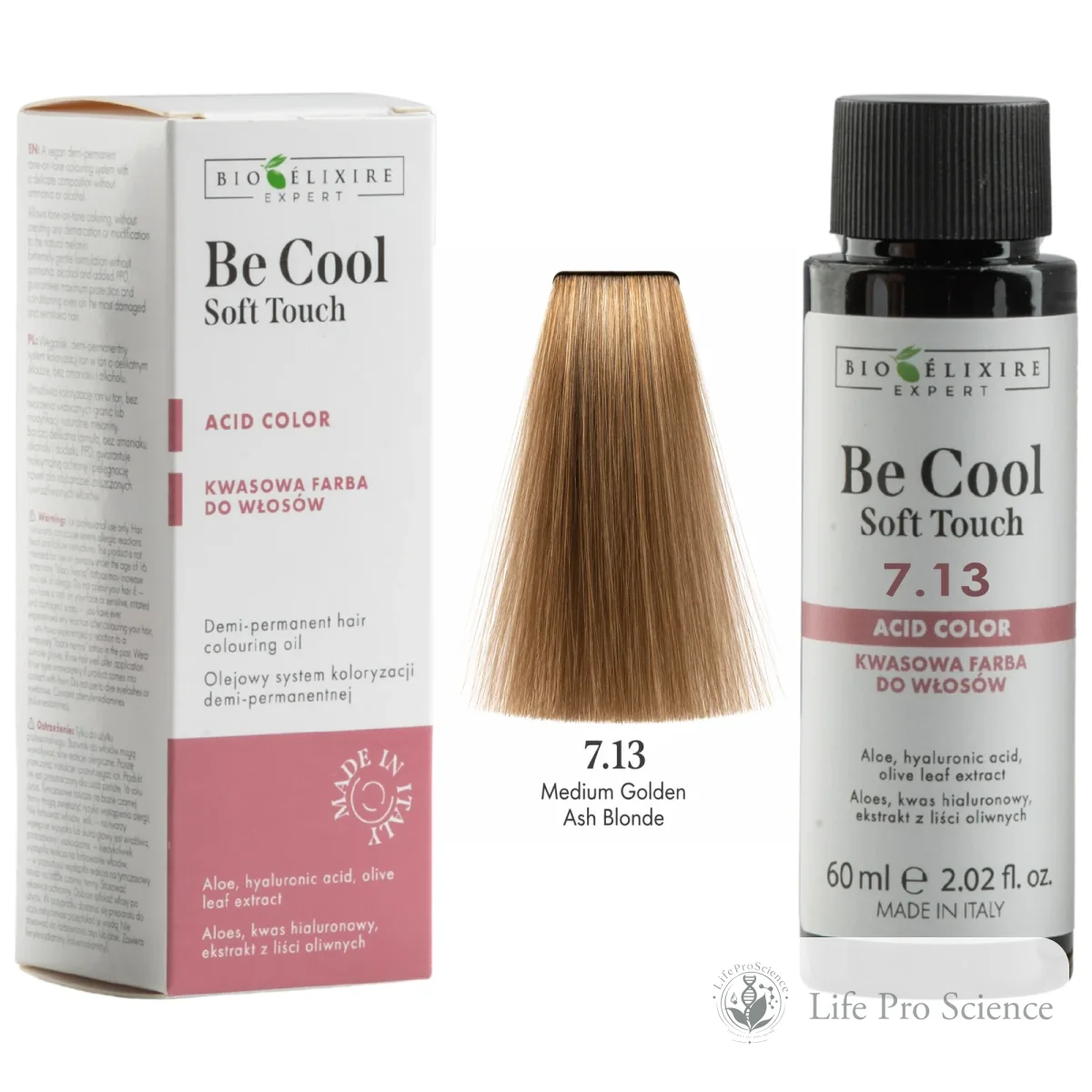 Bioelixire Expert Be Cool Soft Touch Semi-Permanent Hair Color 7.13 Golden Ash Medium Blonde, 60ml