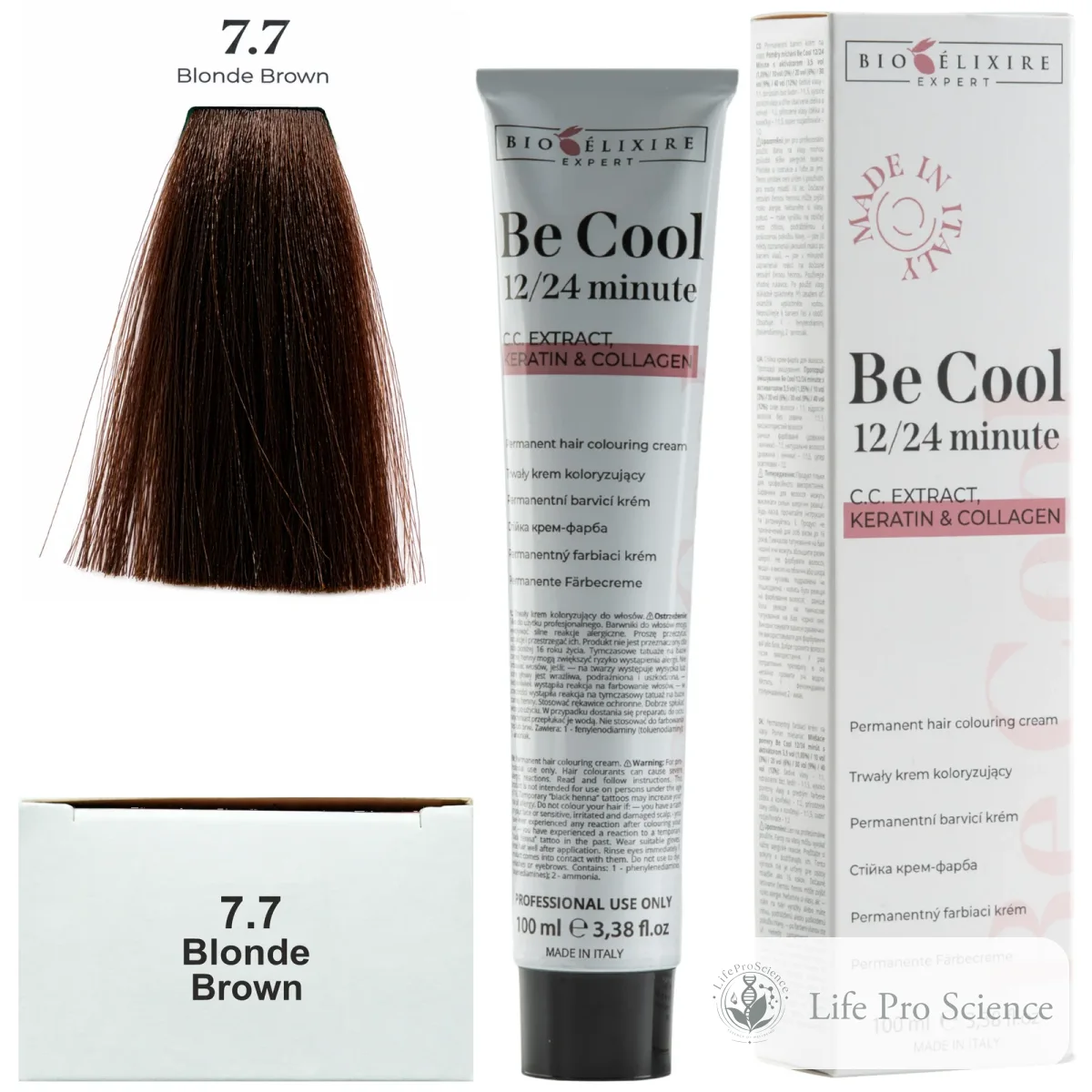 Bioelixire Expert Be Cool Permanent Hair Color 7.7 Brown Blonde, 100ml