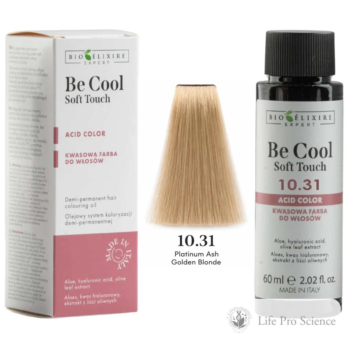 Bioelixire Expert Be Cool Soft Touch Semi-Permanent Hair Color 10.31 Ash Golden Platinum Blonde, 60ml