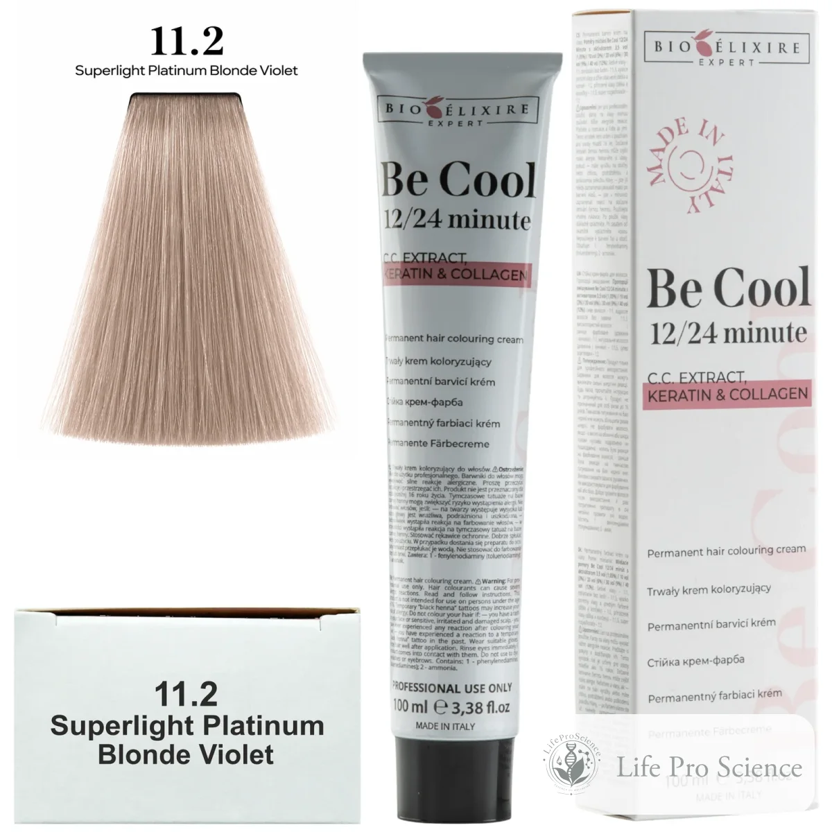 Bioelixire Expert Be Cool Permanent Hair Color 11.2 Super Light Platinum Violet Blonde, 100ml