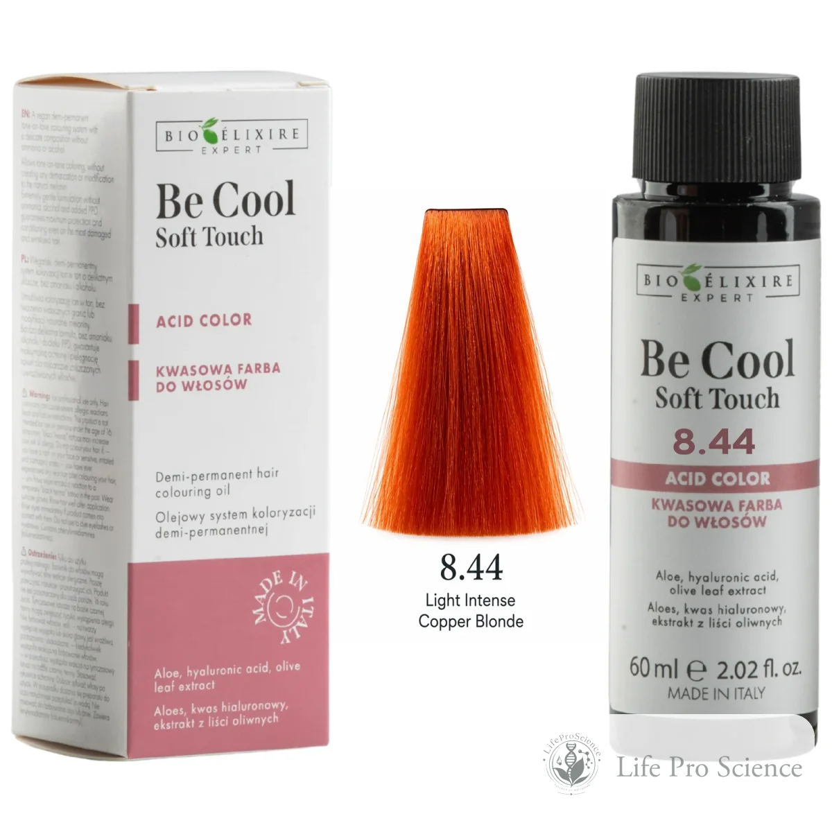 Bioelixire Expert Be Cool Soft Touch Semi-Permanent Hair Color 8.44 Intense Copper Light Blonde, 60ml