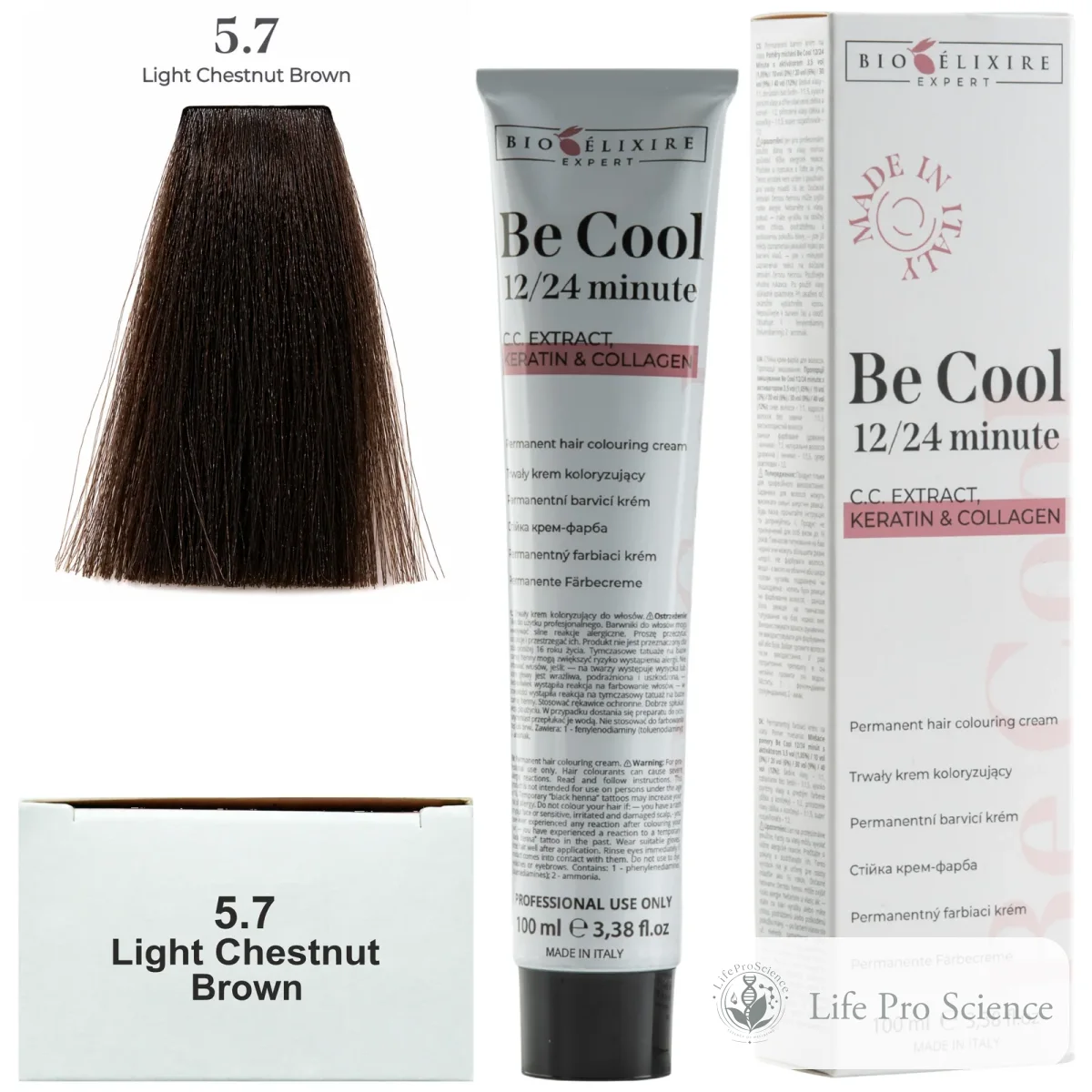 Bioelixire Expert Be Cool Permanent Hair Color 5.7 Light Brown Brown, 100ml