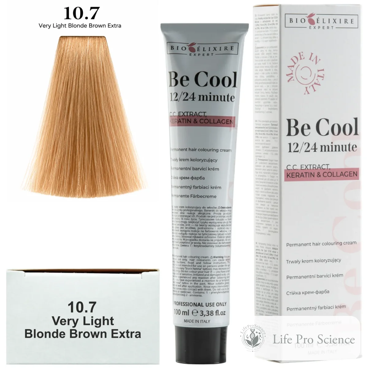 Bioelixire Expert Be Cool Permanent Hair Color 10.7 Extra Very Light Brown Blonde, 100ml