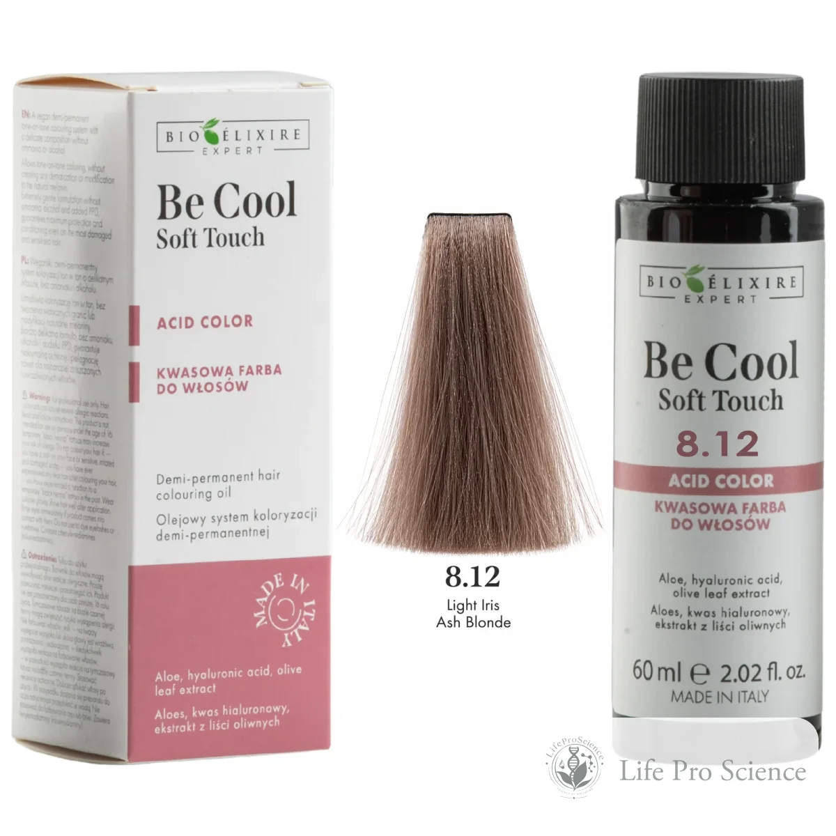 Bioelixire Expert Be Cool Soft Touch Semi-Permanent Hair Color 8.12 Iris Ash Light Blonde, 60ml