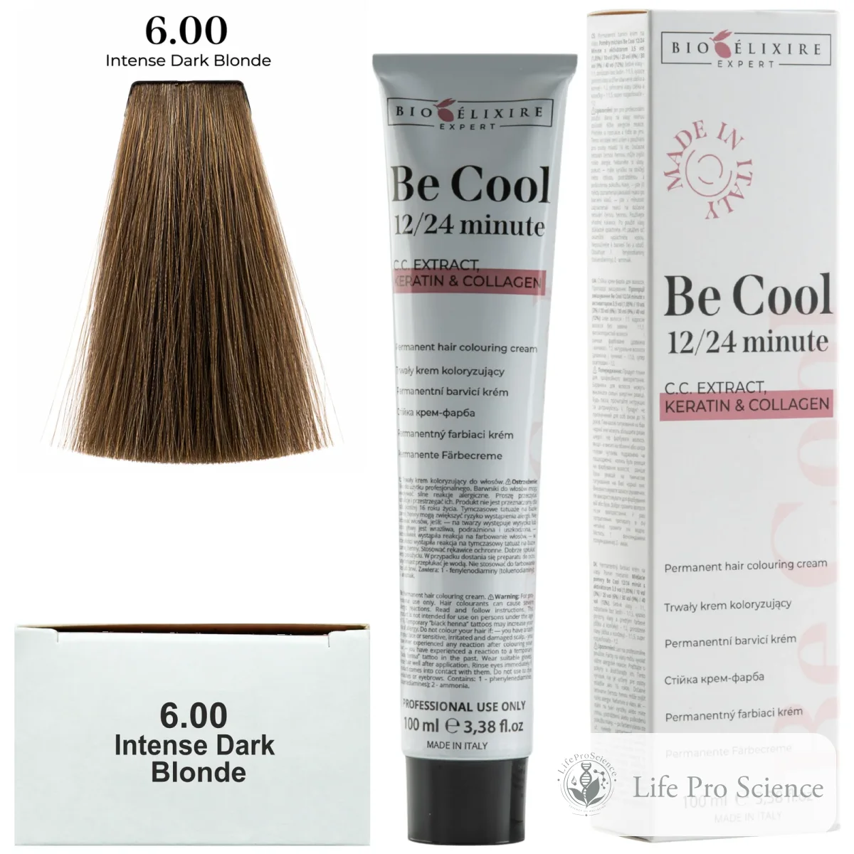 Bioelixire Expert Be Cool Permanent Hair Color 6.00 Intense Dark Blonde, 100ml
