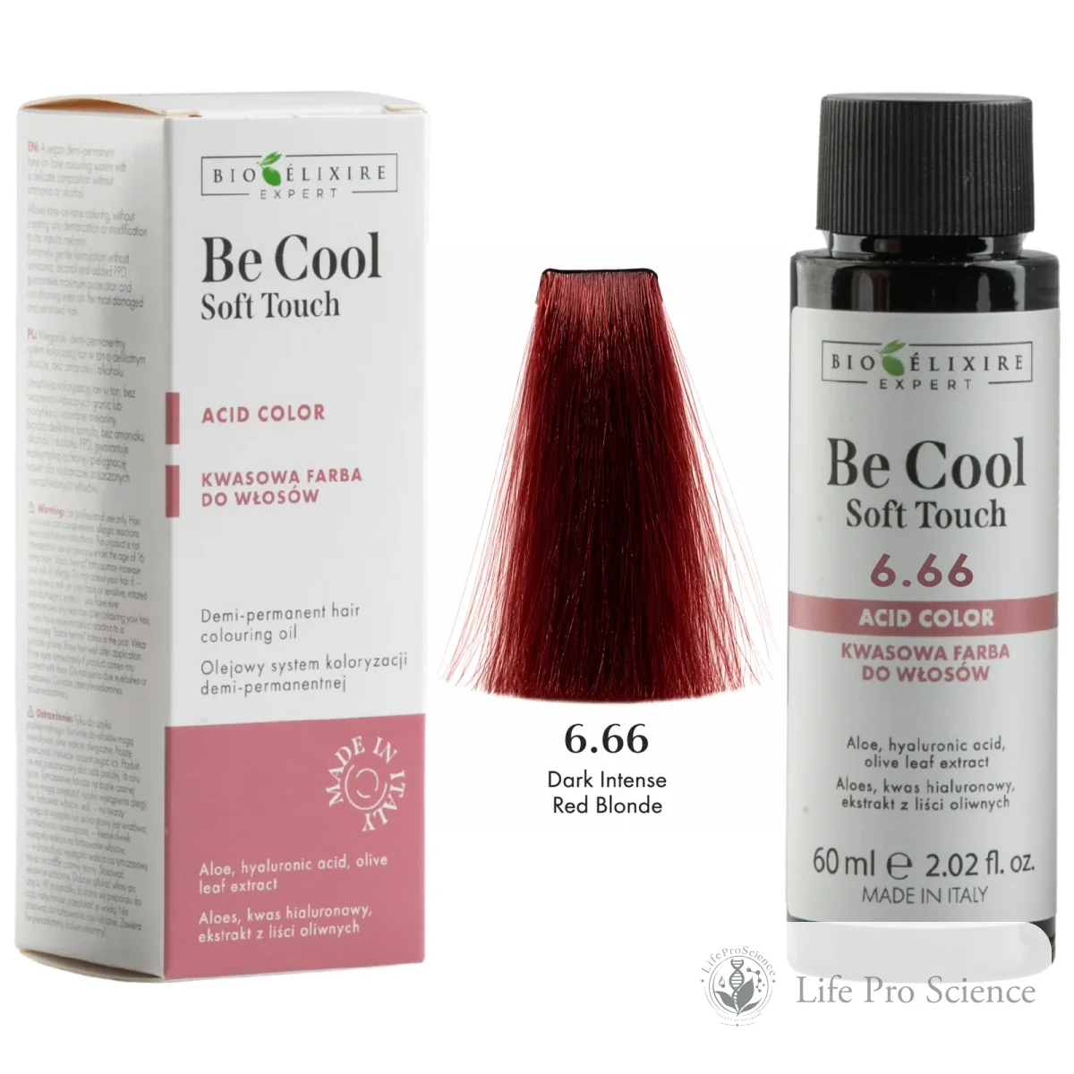 Bioelixire Expert Be Cool Soft Touch Semi-Permanent Hair Color 6.66 Intense Red Dark Blonde, 60ml