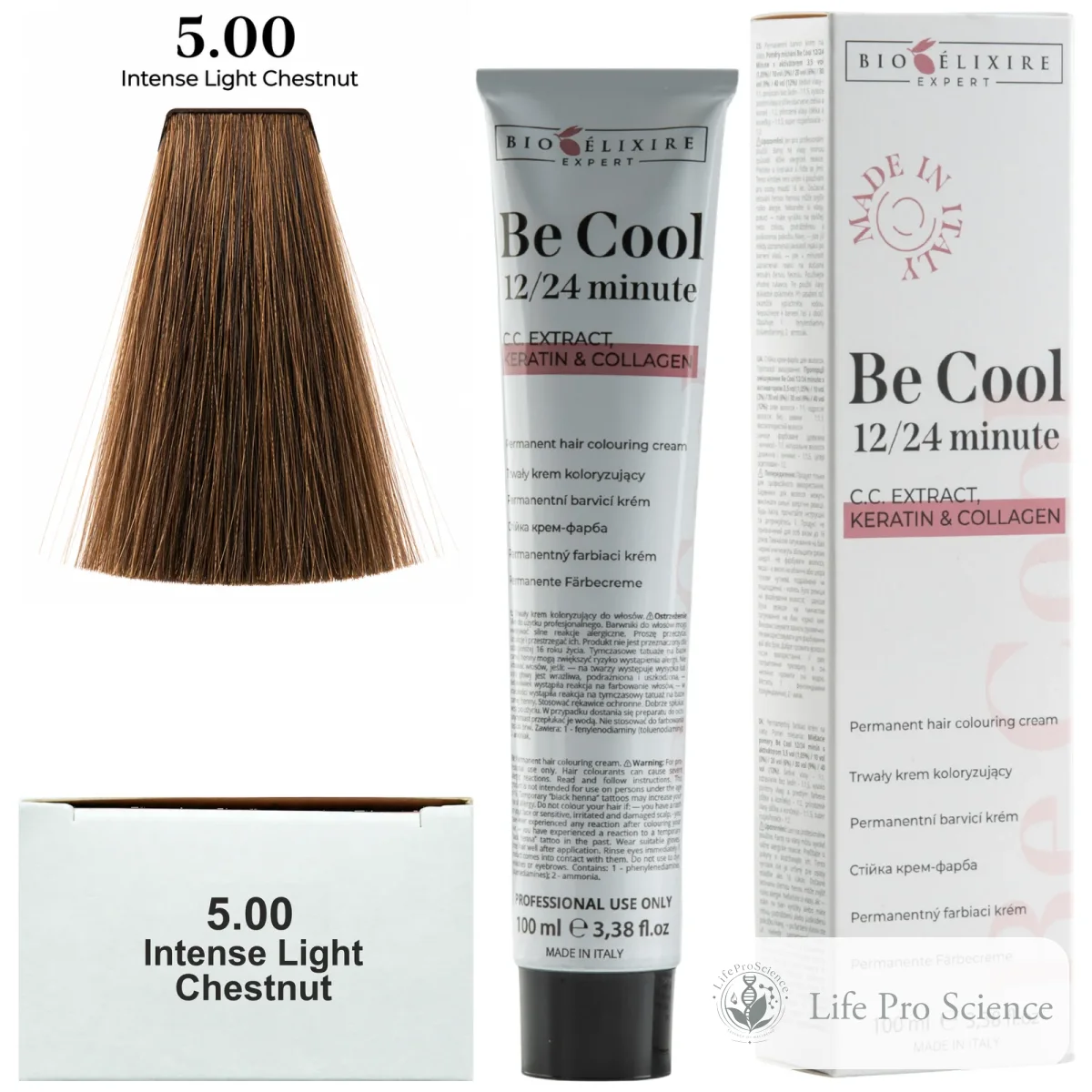 Bioelixire Expert Be Cool Permanent Hair Color 5.00 Intense Natural Brown, 100ml