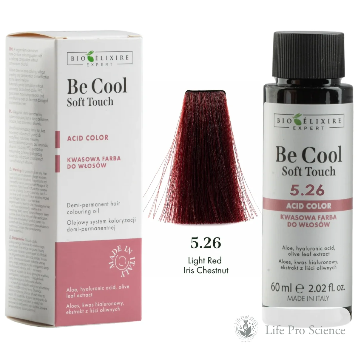 Bioelixire Expert Be Cool Soft Touch Semi-Permanent Hair Color 5.26 Iris Red Light Brown, 60ml