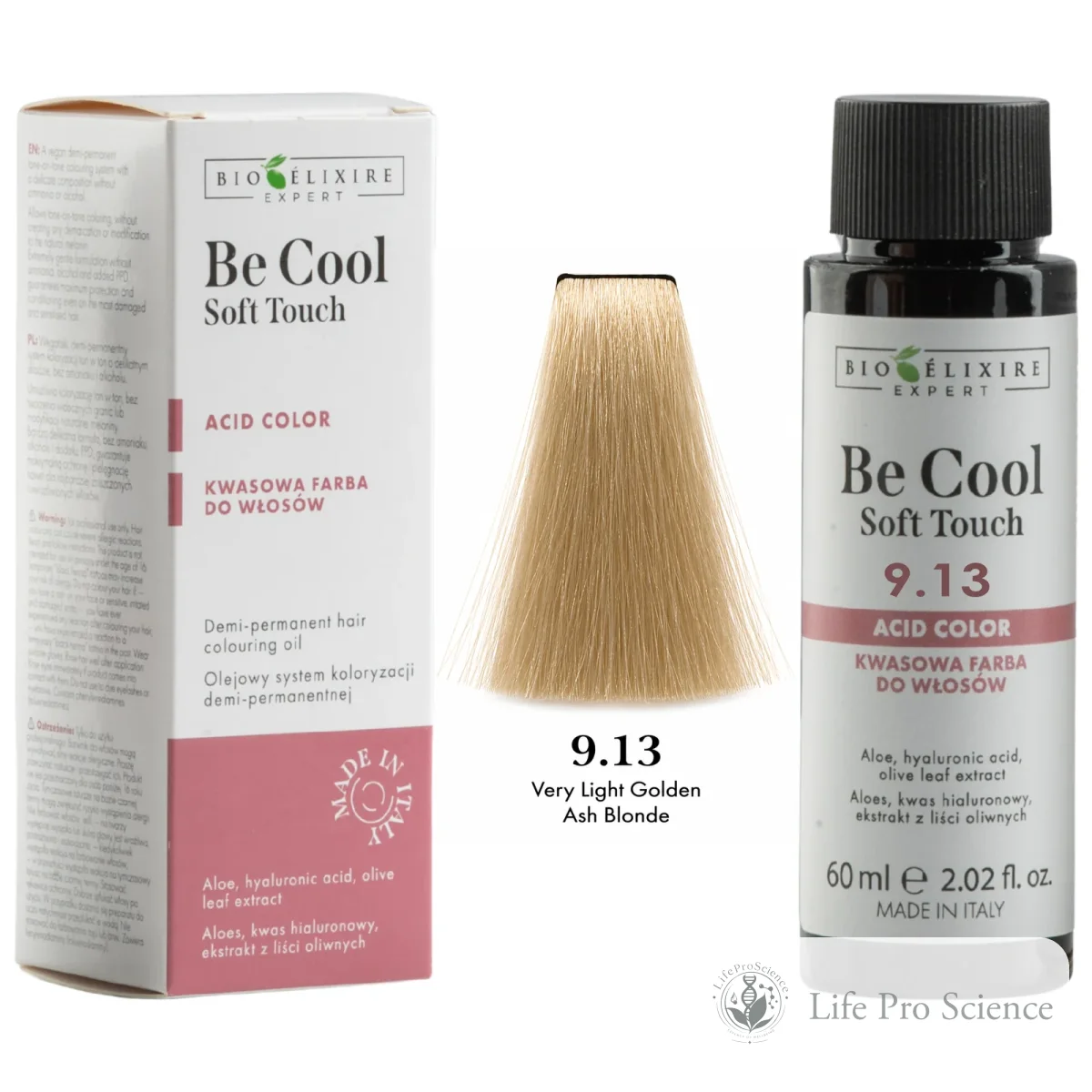 Bioelixire Expert Be Cool Soft Touch Semi-Permanent Hair Color 9.13 Golden Ash Very Light Blonde, 60ml