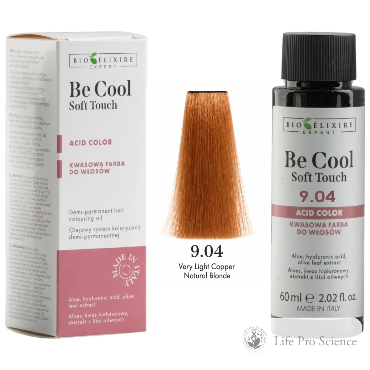 Bioelixire Expert Be Cool Soft Touch Semi-Permanent Hair Color 9.04 Natural Copper Very Light Blonde, 60ml
