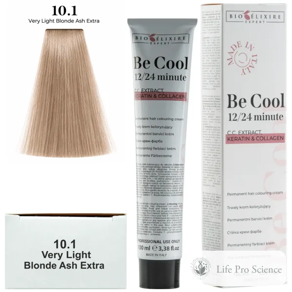 Bioelixire Expert Vopsea de păr pentru colorare permanentă Be Cool 10.1 Blond platinat superdeschis cenusiu, 100ml
