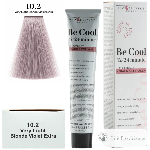 Bioelixire Expert Vopsea de păr pentru colorare permanentă Be Cool 10.2 Blond foarte deschis violet extra, 100ml