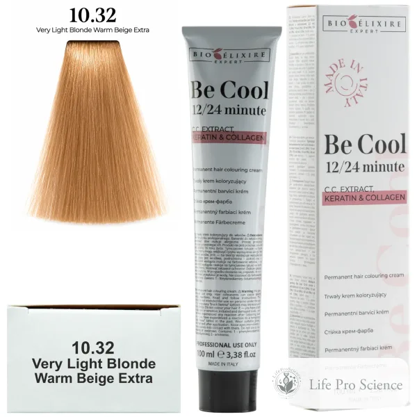 Bioelixire Expert Vopsea de păr pentru colorare permanentă Be Cool 10.32 Blond foarte deschis bej extra, 100ml