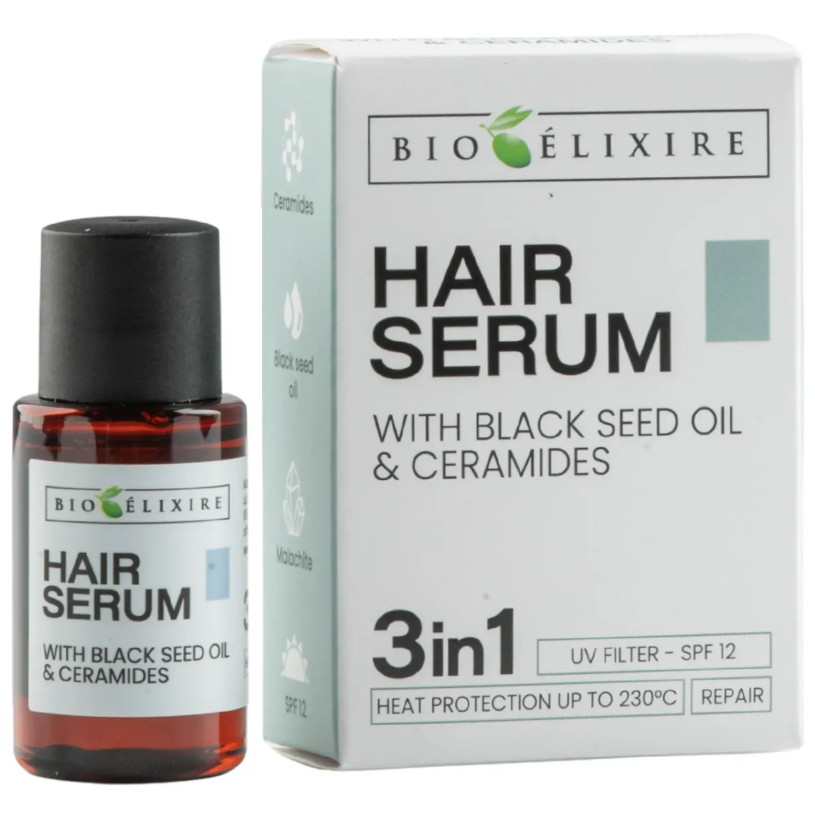Bioelixire Serum cu ulei de chimen negru, ceramide, malachit și SPF 12, 20ml