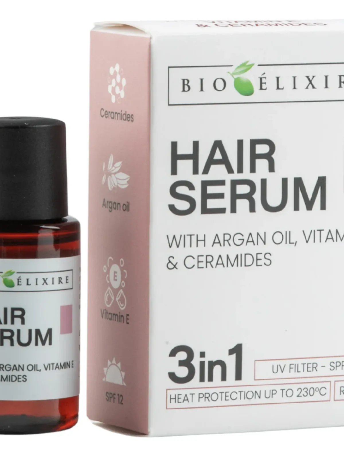 Bioelixire Serum cu ulei de argan, vitamina E, ceramide și SPF 12, 20ml