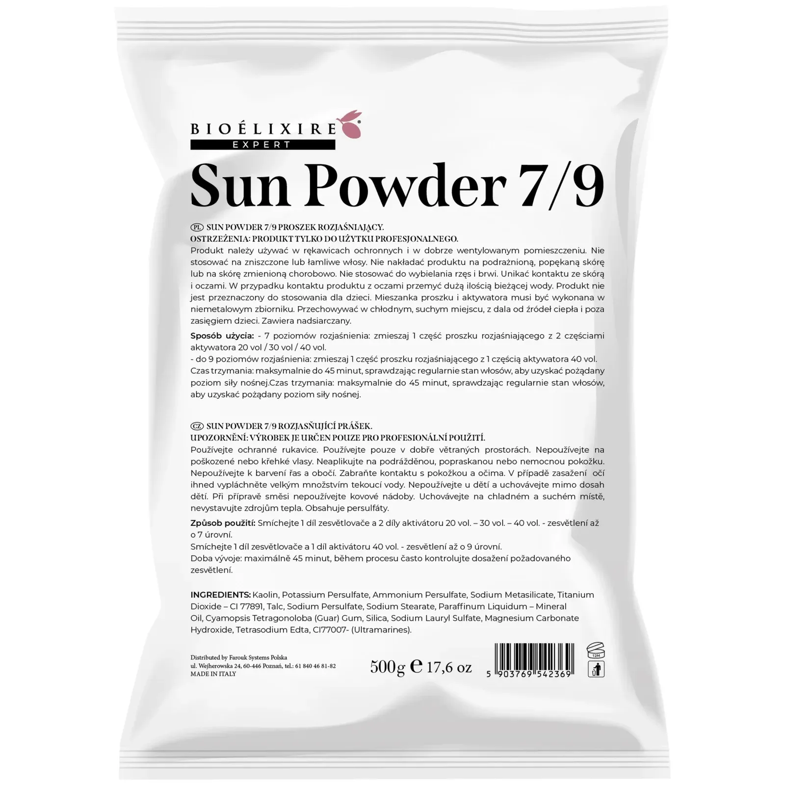 Bioelixire Expert Pudră decolorantă Plex 9+, fără amoniac, 500g