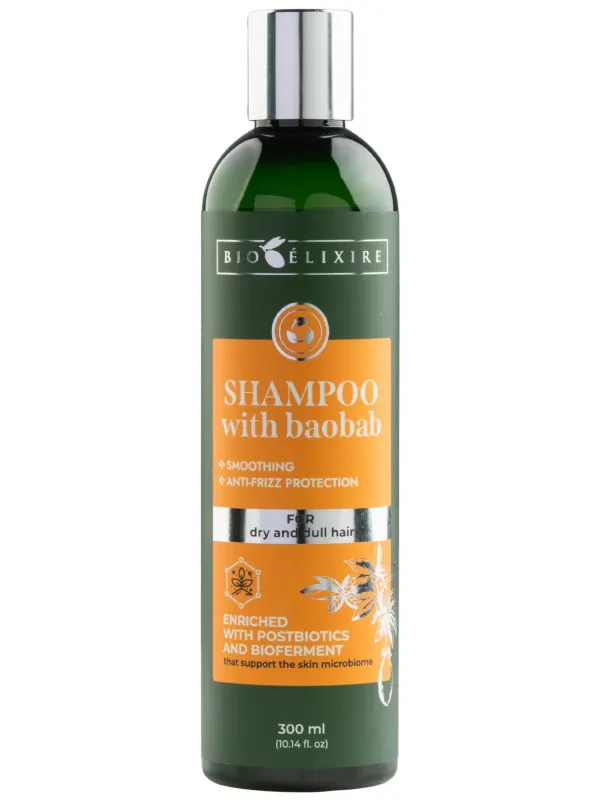 Produs Bioelixire Șampon cu baobab pentru păr uscat și lipsit de strălucire, 300ml - certificat vegan Imagine